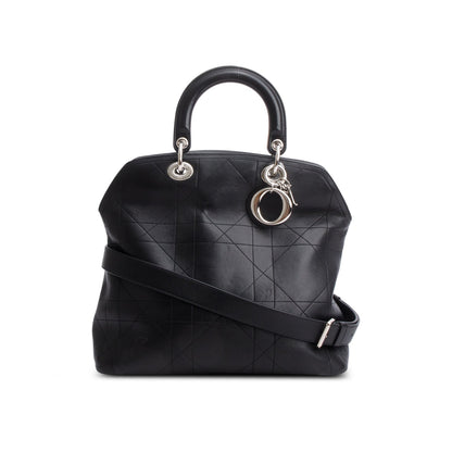 Christian Dior Black Lambskin Cannage Granville Medium Tote