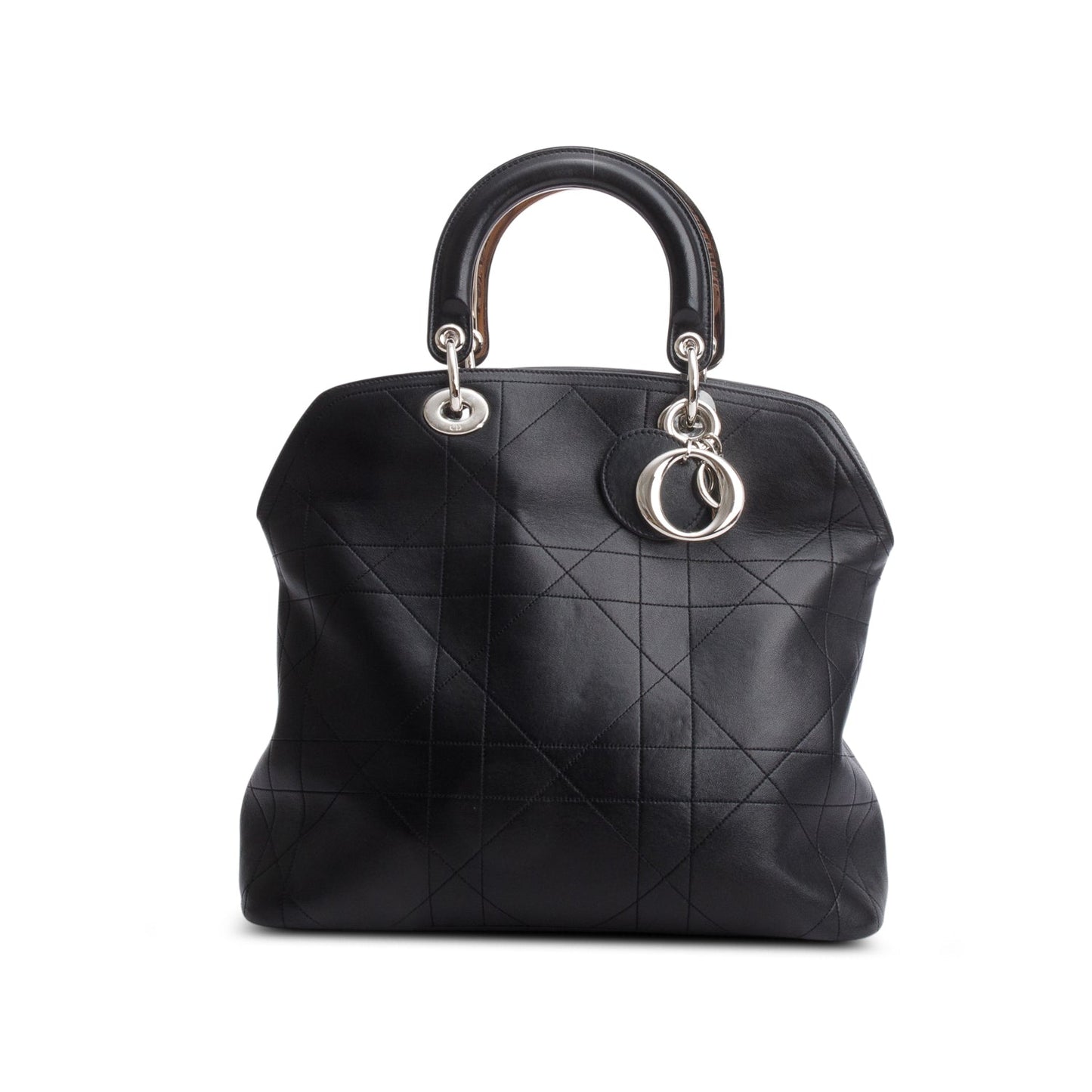 Christian Dior Black Lambskin Cannage Granville Medium Tote