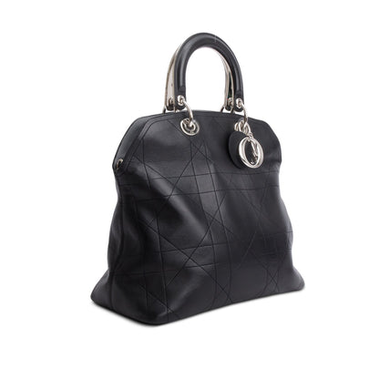 Christian Dior Black Lambskin Cannage Granville Medium Tote