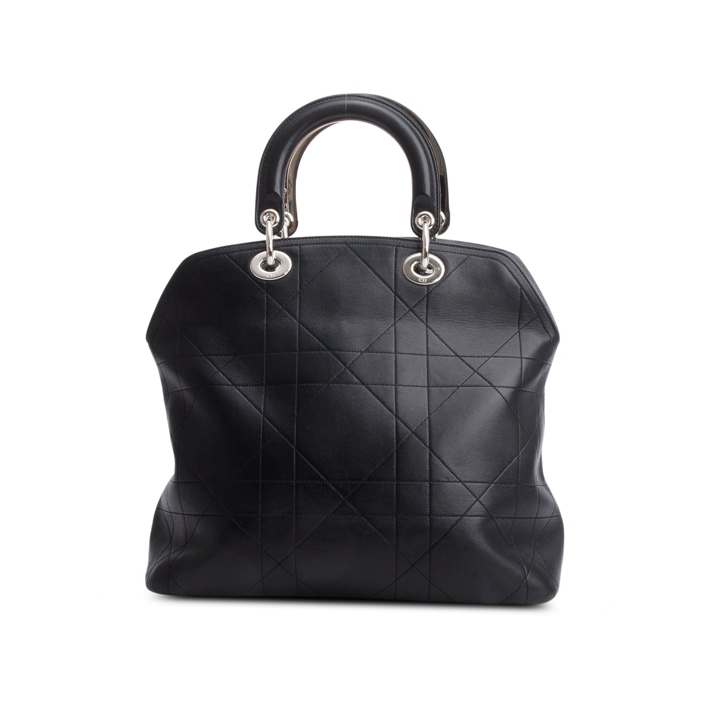 Christian Dior Black Lambskin Cannage Granville Medium Tote