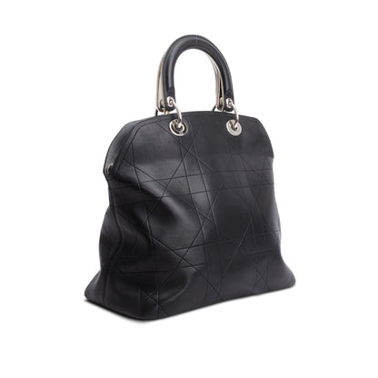 Christian Dior Black Lambskin Cannage Granville Medium Tote