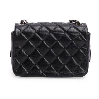 Chanel Black Aged Calfskin Quilted Express Zip Around Flap