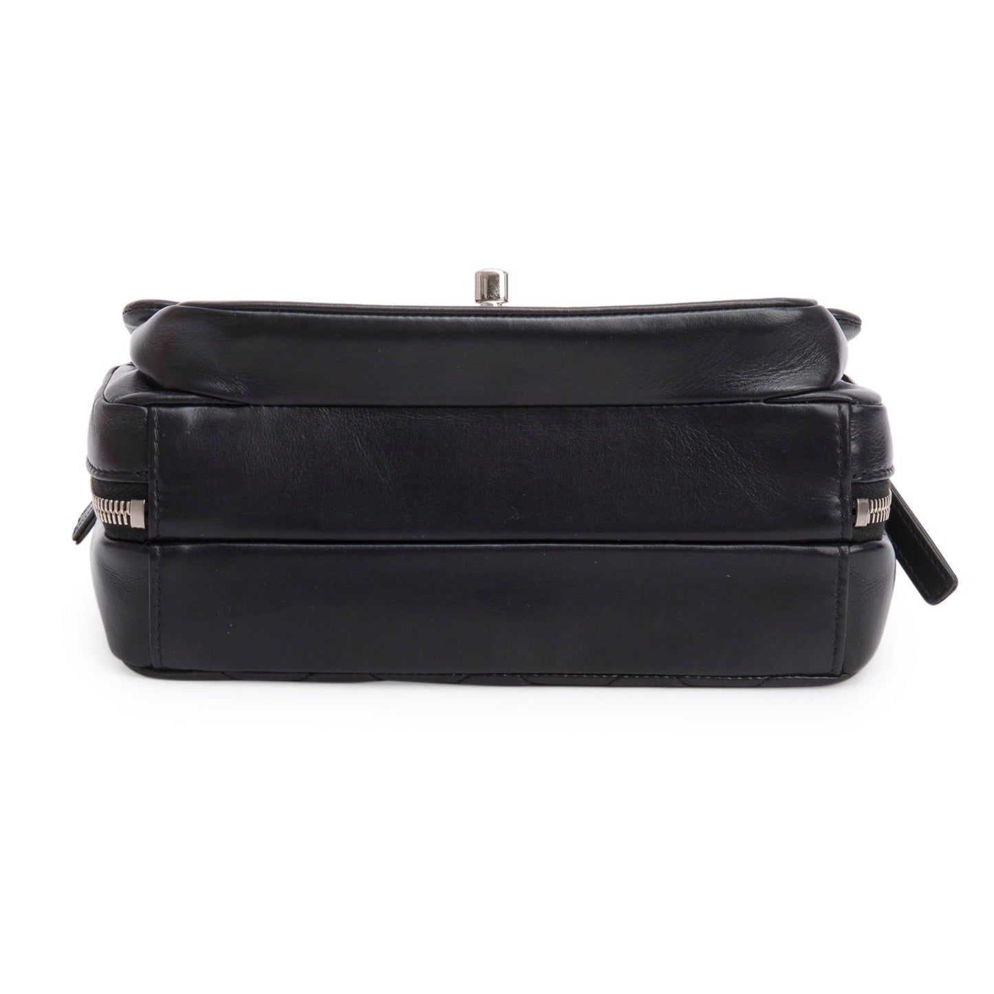 Chanel Black Aged Calfskin Quilted Express Zip Around Flap