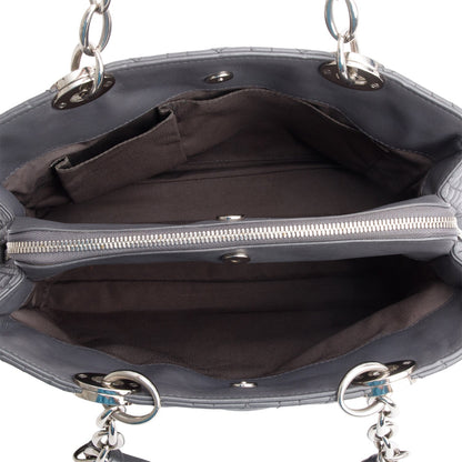 Christian Dior Grey Lambskin Cannage Small Dior Soft Zipped Shopping Tote