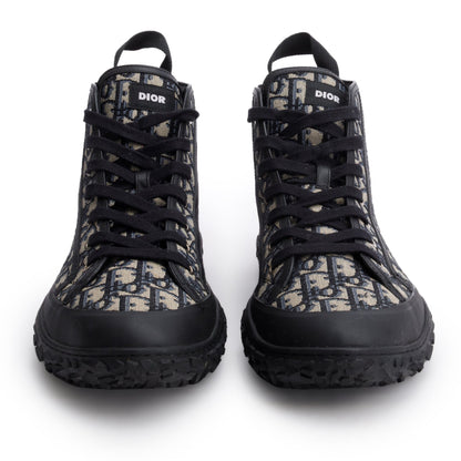 Christian Dior Navy Jacquard Rubber Oblique B28 High Top Sneakers, Men's Size 46