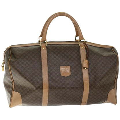 Luxury CELINE Macadam Canvas Boston Bag PVC Brown  66822