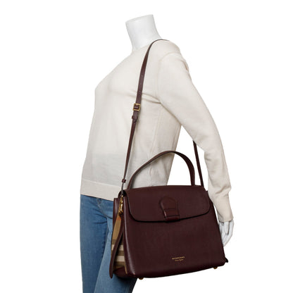 Burberry Burgundy Derby Calfskin House Check Medium Camberley Bag