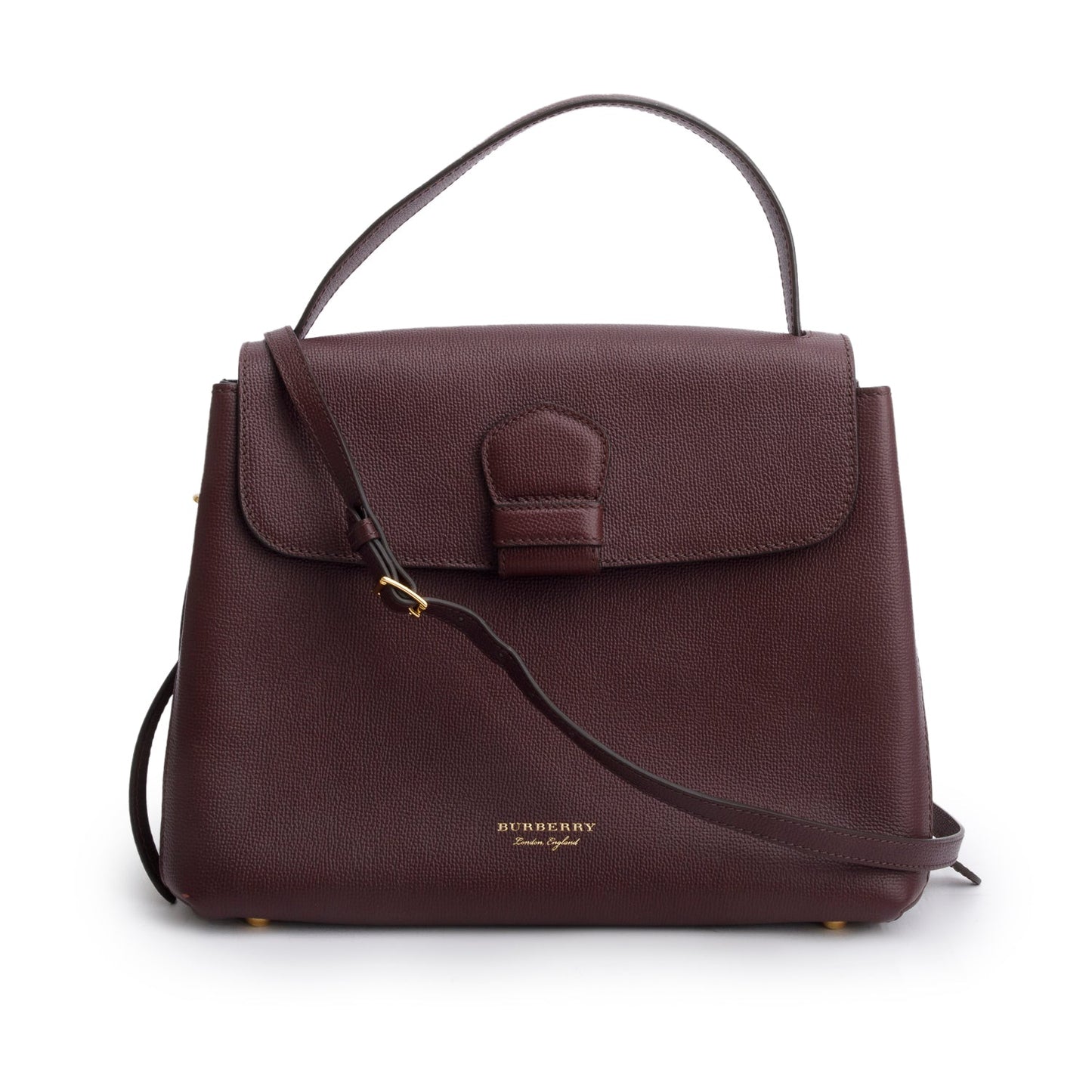 Burberry Burgundy Derby Calfskin House Check Medium Camberley Bag