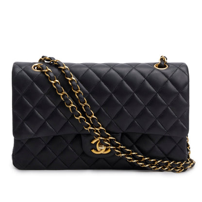 Chanel 2024 Black Quilted Lambskin Leather Classic Medium Double Flap Bag