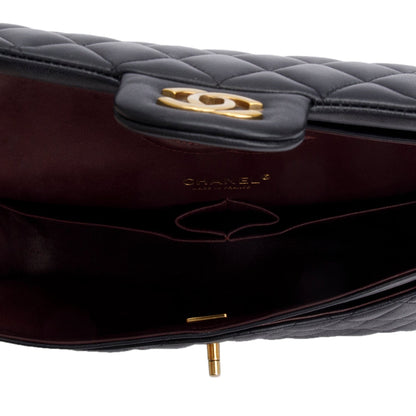 Chanel 2024 Black Quilted Lambskin Leather Classic Medium Double Flap Bag