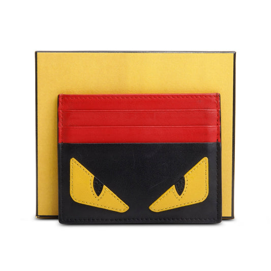 Fendi Black Vitello Century Monster Eyes Card Holder