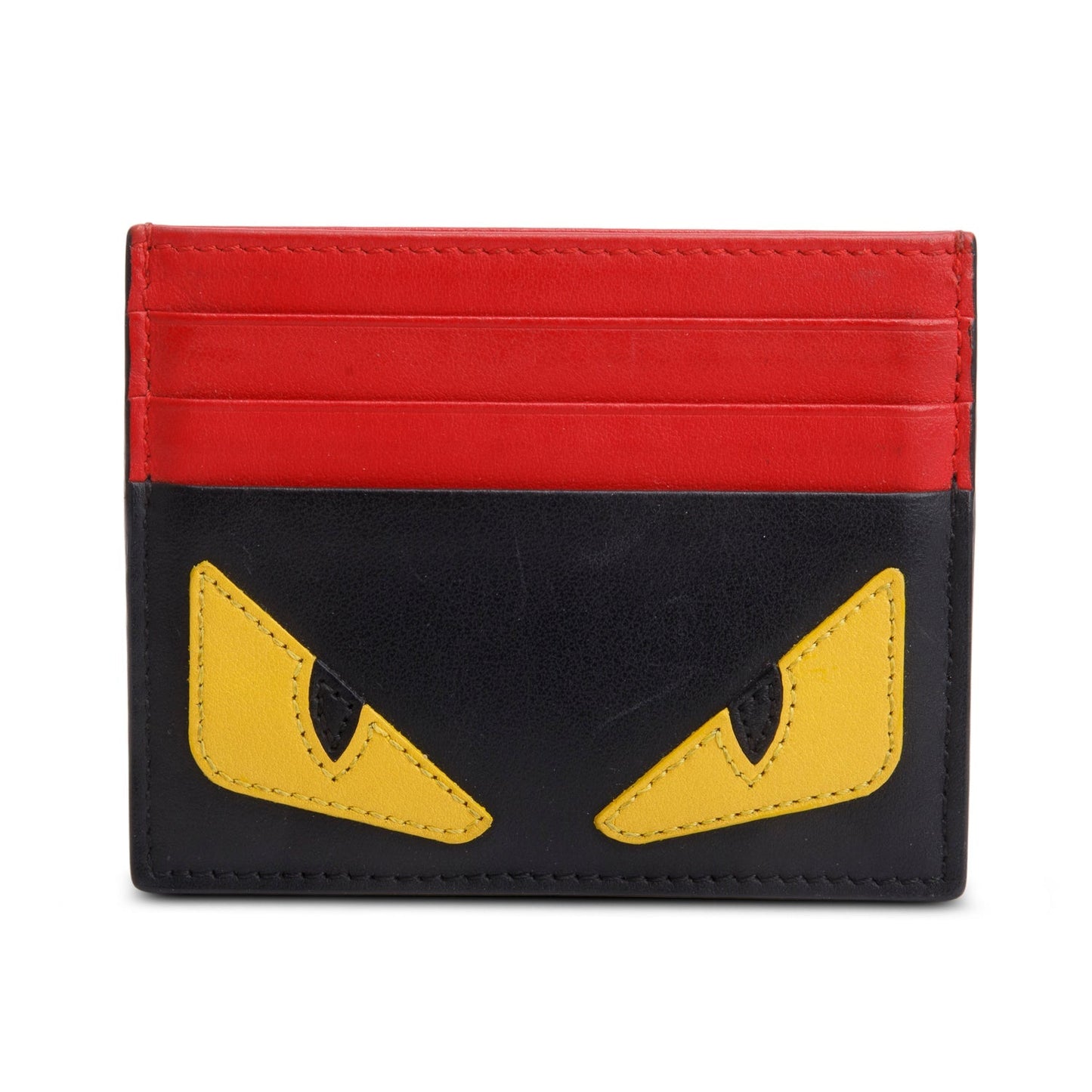 Fendi Black Vitello Century Monster Eyes Card Holder