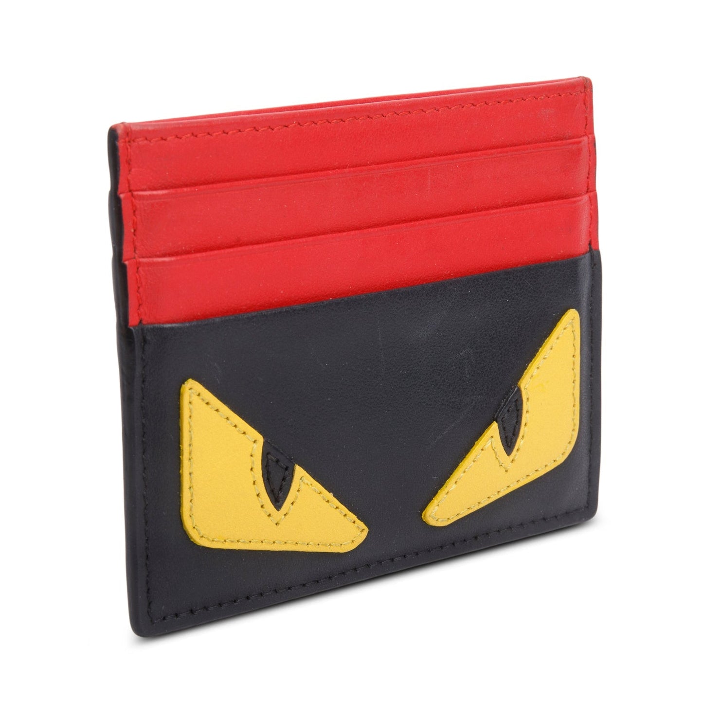 Fendi Black Vitello Century Monster Eyes Card Holder