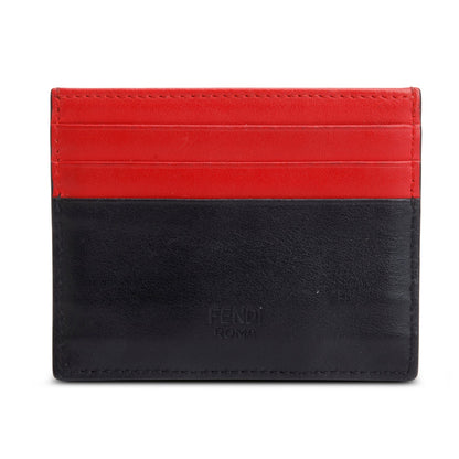 Fendi Black Vitello Century Monster Eyes Card Holder