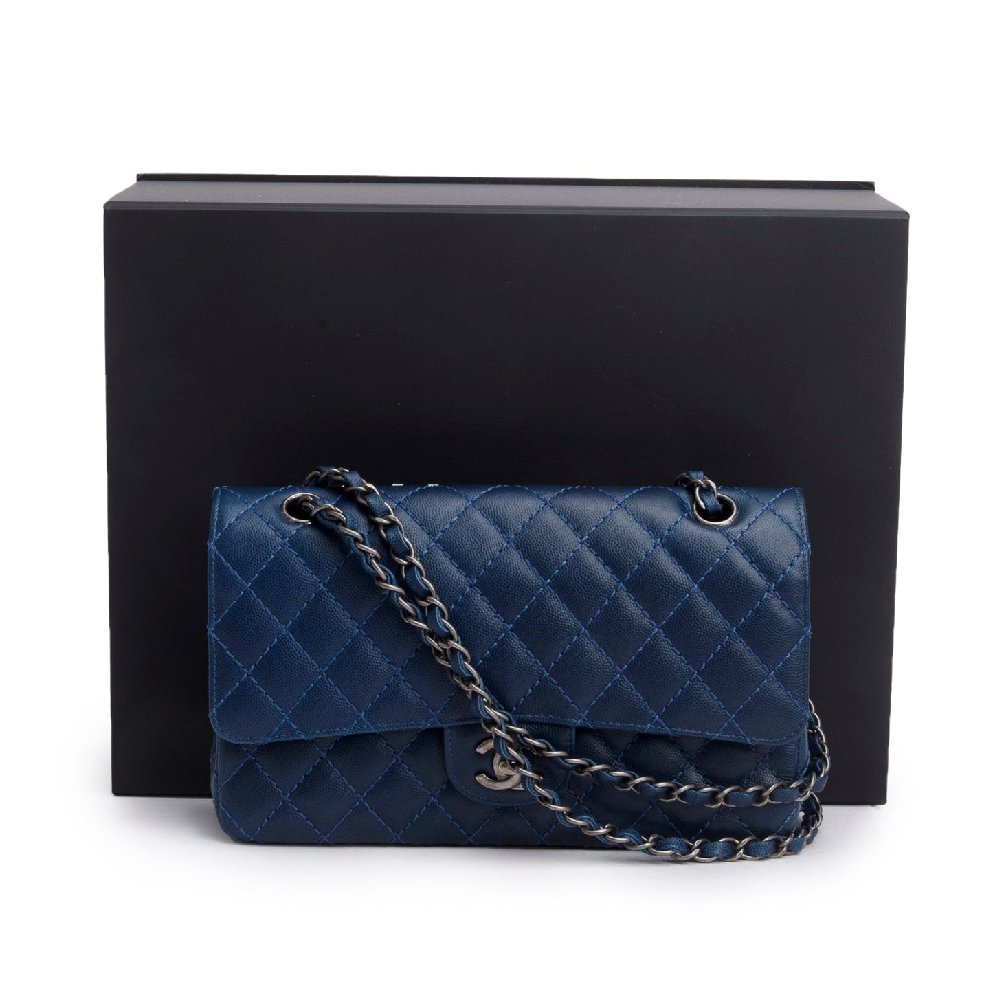 Chanel Blue Caviar Classic Medium Double Flap Bag
