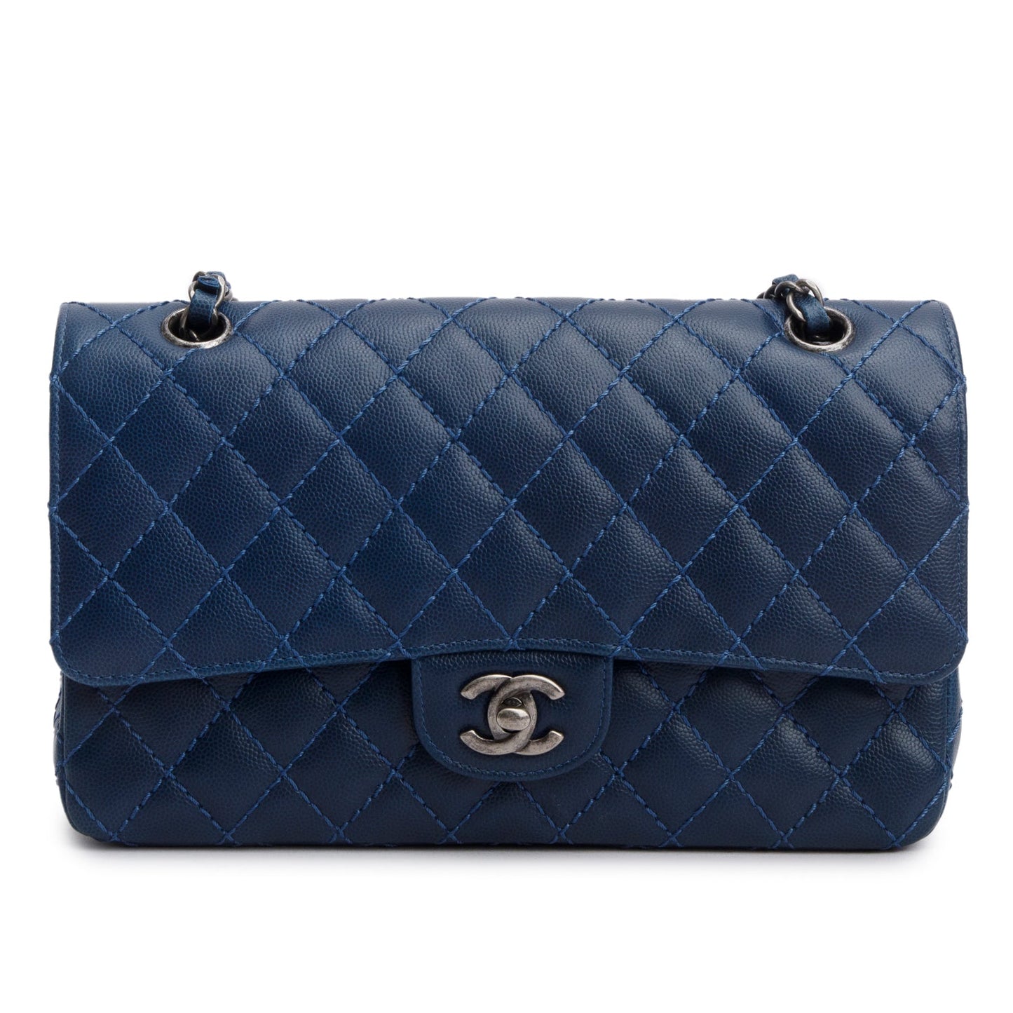 Chanel Blue Caviar Classic Medium Double Flap Bag