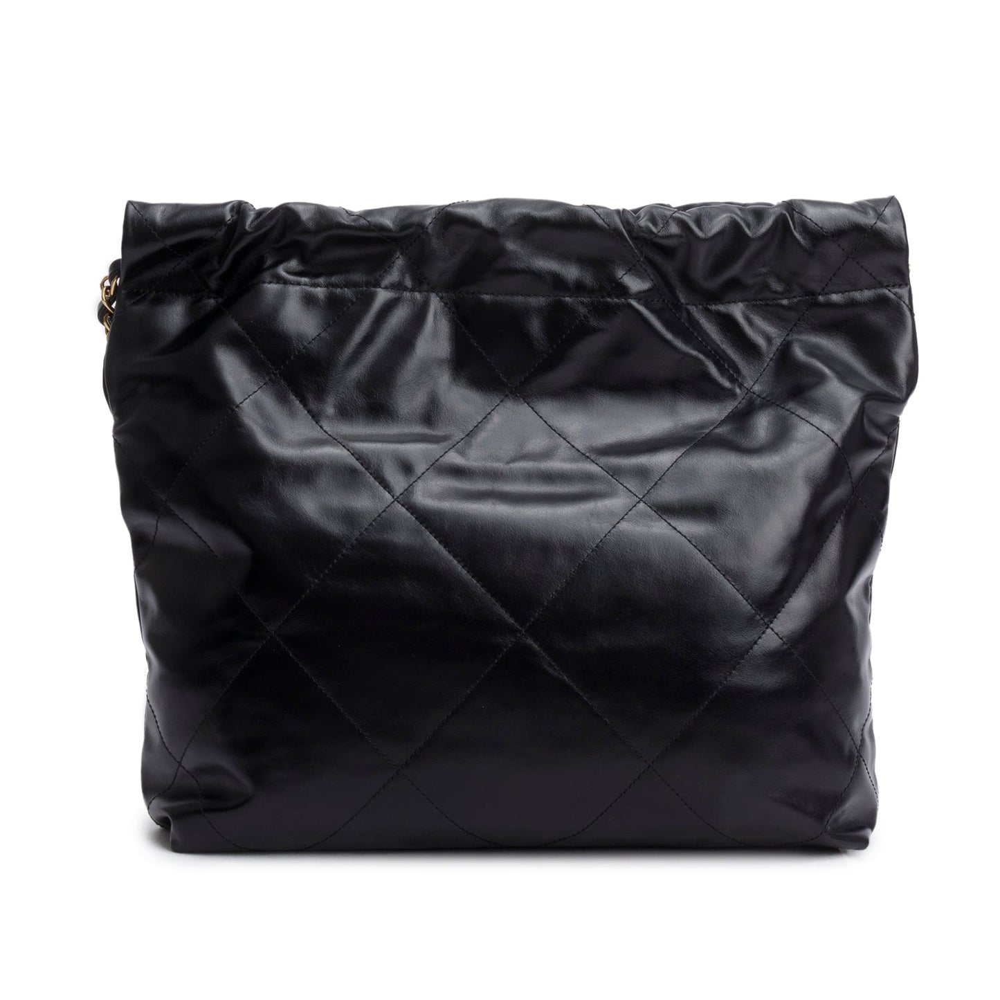 Chanel Black Shiny Calfskin Quilted Small 22 Hobo