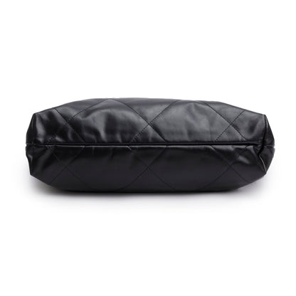Chanel Black Shiny Calfskin Quilted Small 22 Hobo