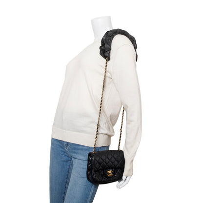Chanel 2020 Black Lambskin Romance Mini Square Flap Bag