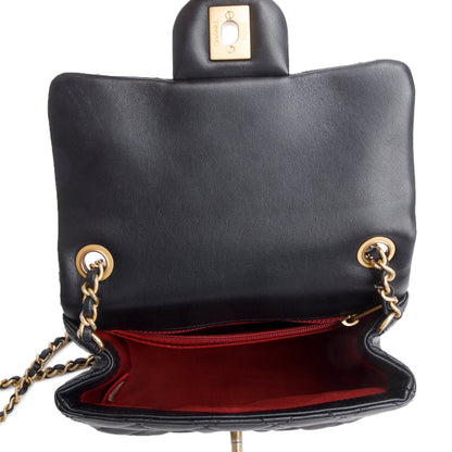 Chanel 2020 Black Lambskin Romance Mini Square Flap Bag