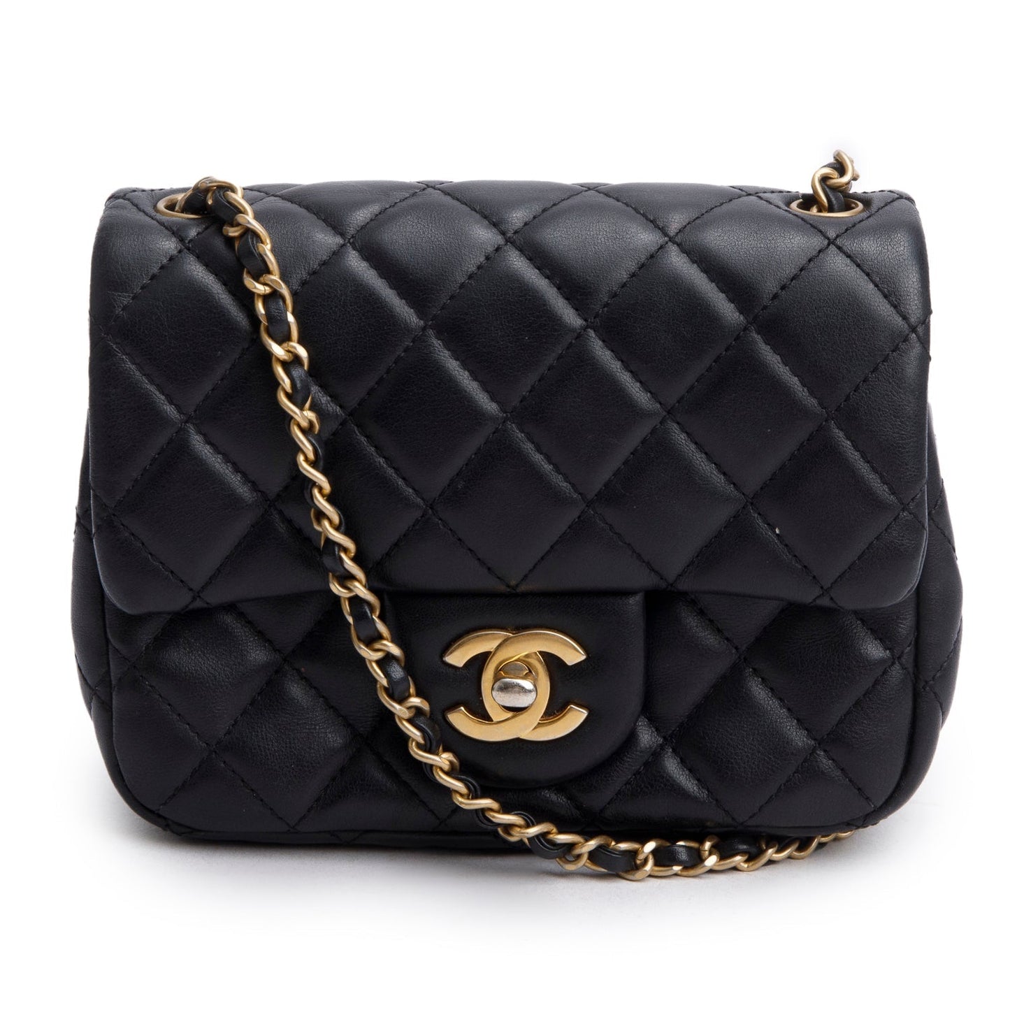Chanel 2020 Black Lambskin Romance Mini Square Flap Bag