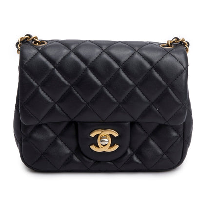 Chanel 2020 Black Lambskin Romance Mini Square Flap Bag