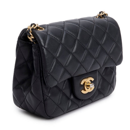 Chanel 2020 Black Lambskin Romance Mini Square Flap Bag