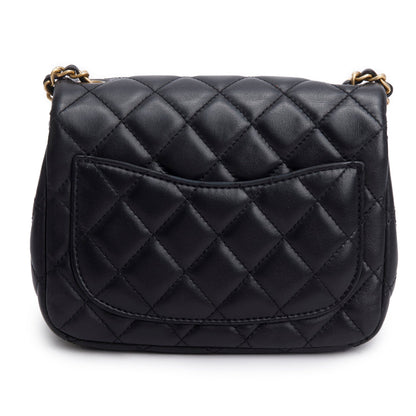 Chanel 2020 Black Lambskin Romance Mini Square Flap Bag