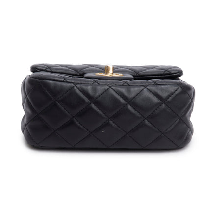 Chanel 2020 Black Lambskin Romance Mini Square Flap Bag