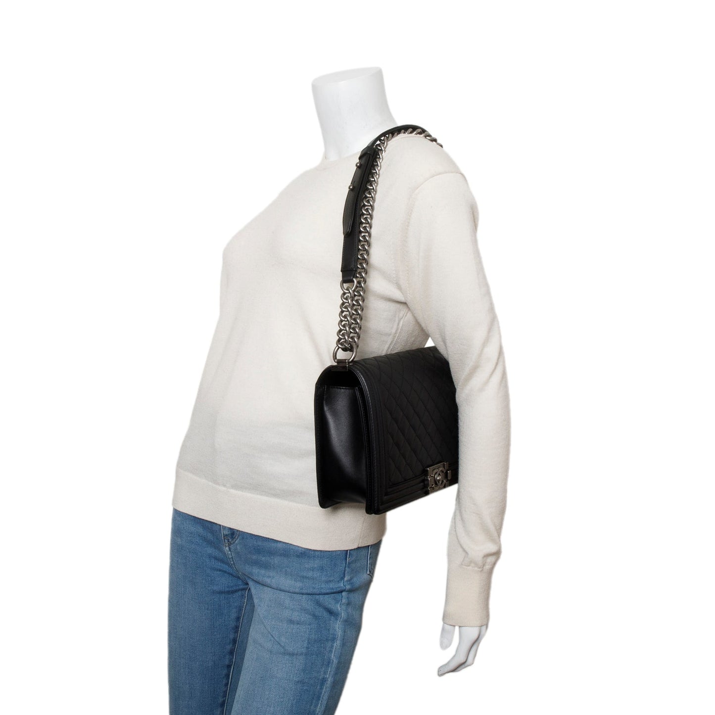 Chanel 2021 Black Quilted Lambskin Large Boy Bag