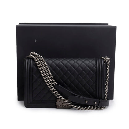 Chanel 2021 Black Quilted Lambskin Large Boy Bag