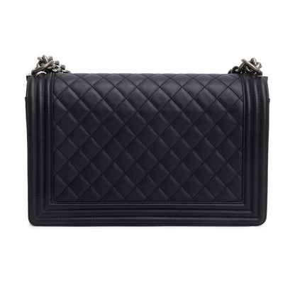 Chanel 2021 Black Quilted Lambskin Large Boy Bag