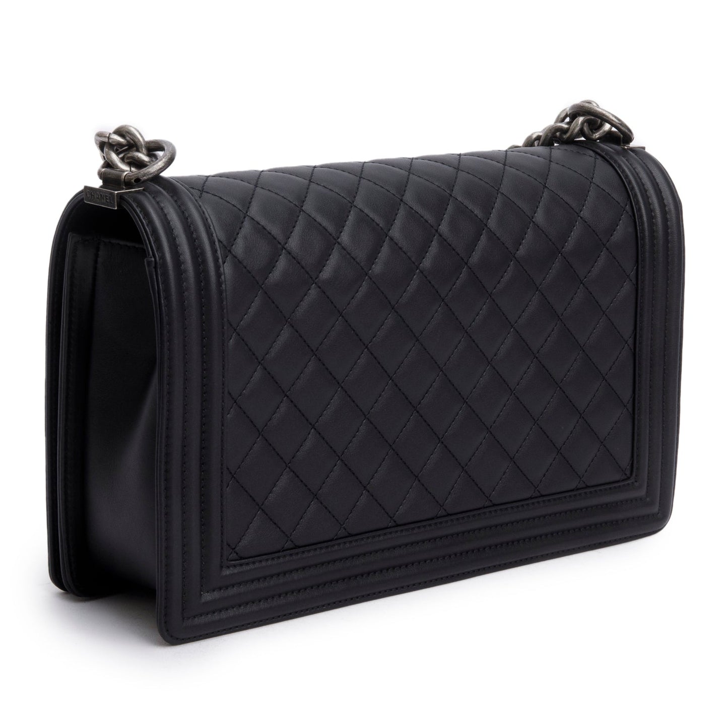 Chanel 2021 Black Quilted Lambskin Large Boy Bag