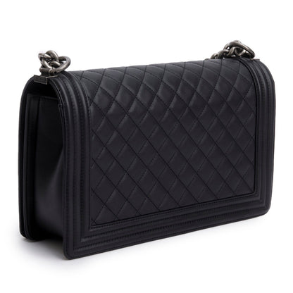 Chanel 2021 Black Quilted Lambskin Large Boy Bag