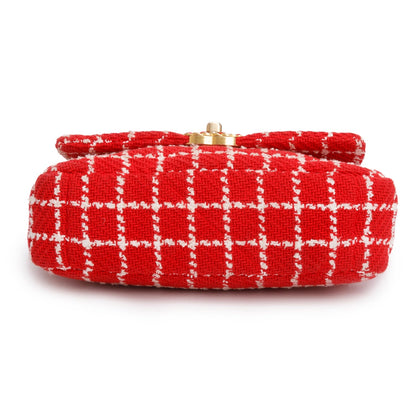 Chanel Red Tweed Quilted Medium Chanel 19 Flap
