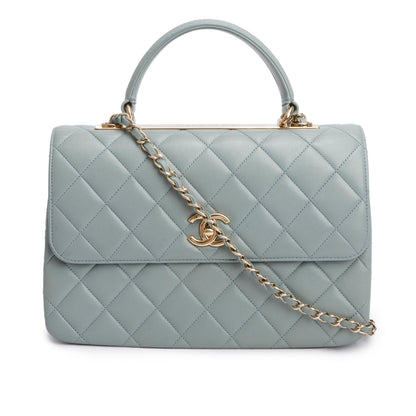 Chanel Blue Lambskin Quilted Large Trendy CC Dual Handle Flap