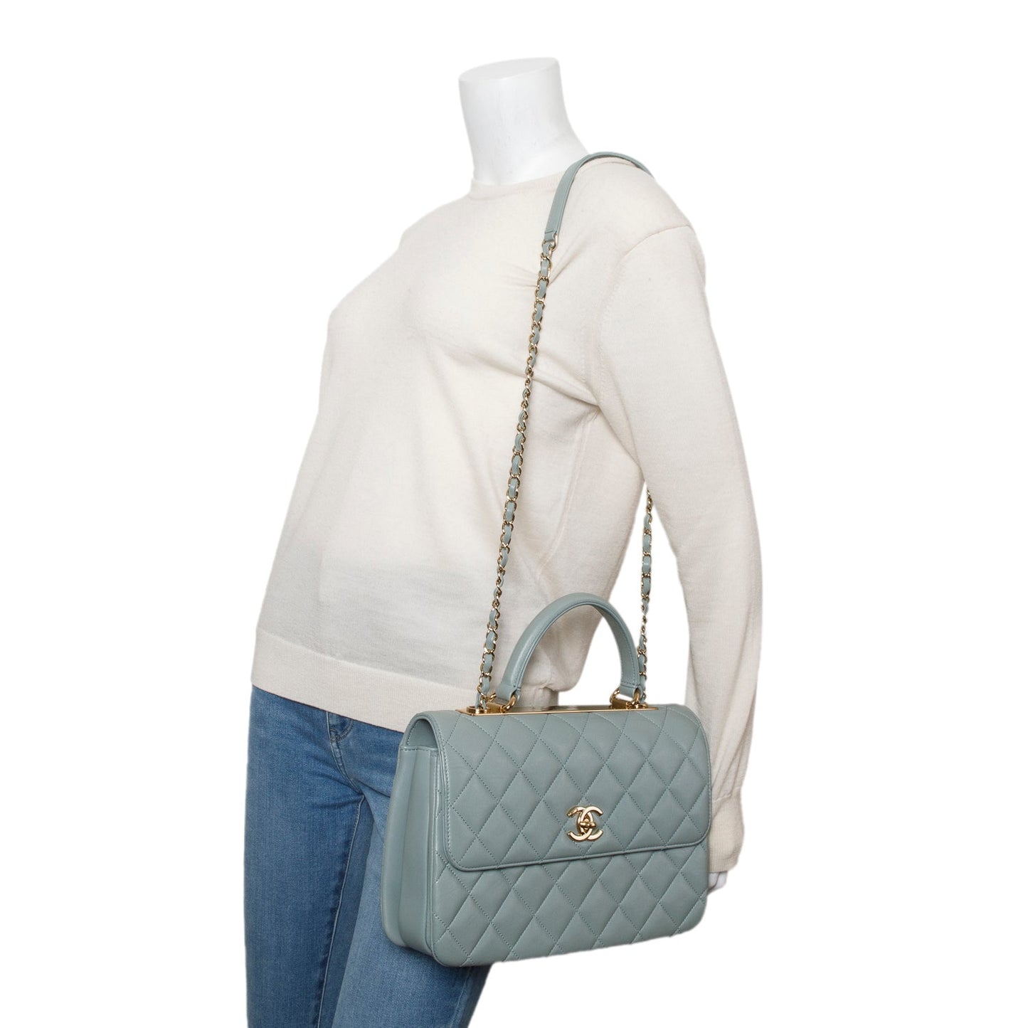 Chanel Blue Lambskin Quilted Large Trendy CC Dual Handle Flap