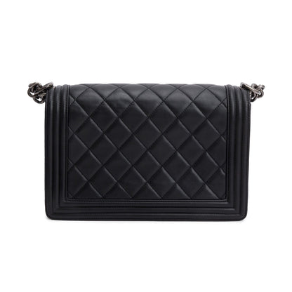Chanel Black Quilted Lambskin Leather Large Boy Bag