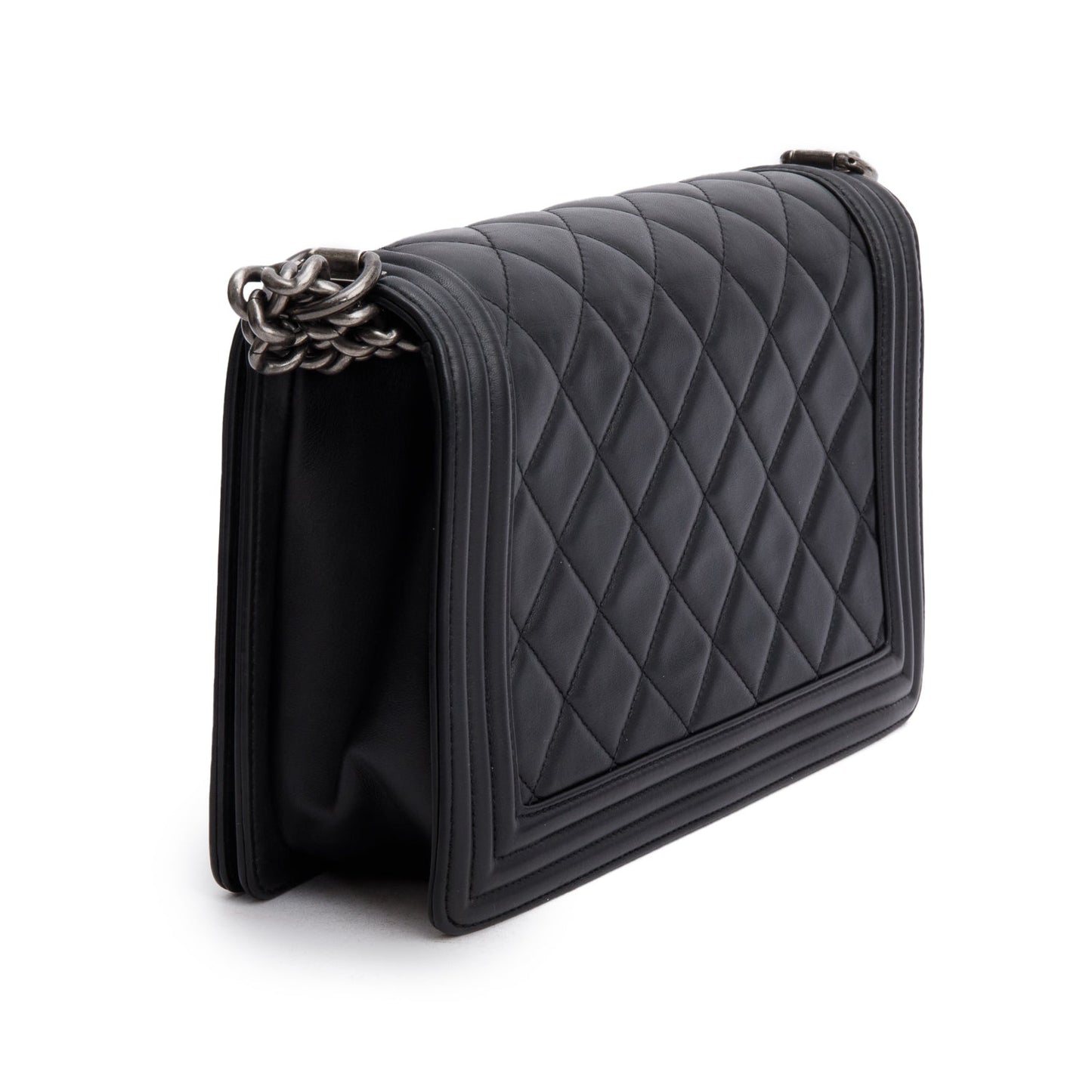 Chanel Black Quilted Lambskin Leather Large Boy Bag