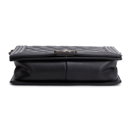 Chanel Black Quilted Lambskin Leather Large Boy Bag
