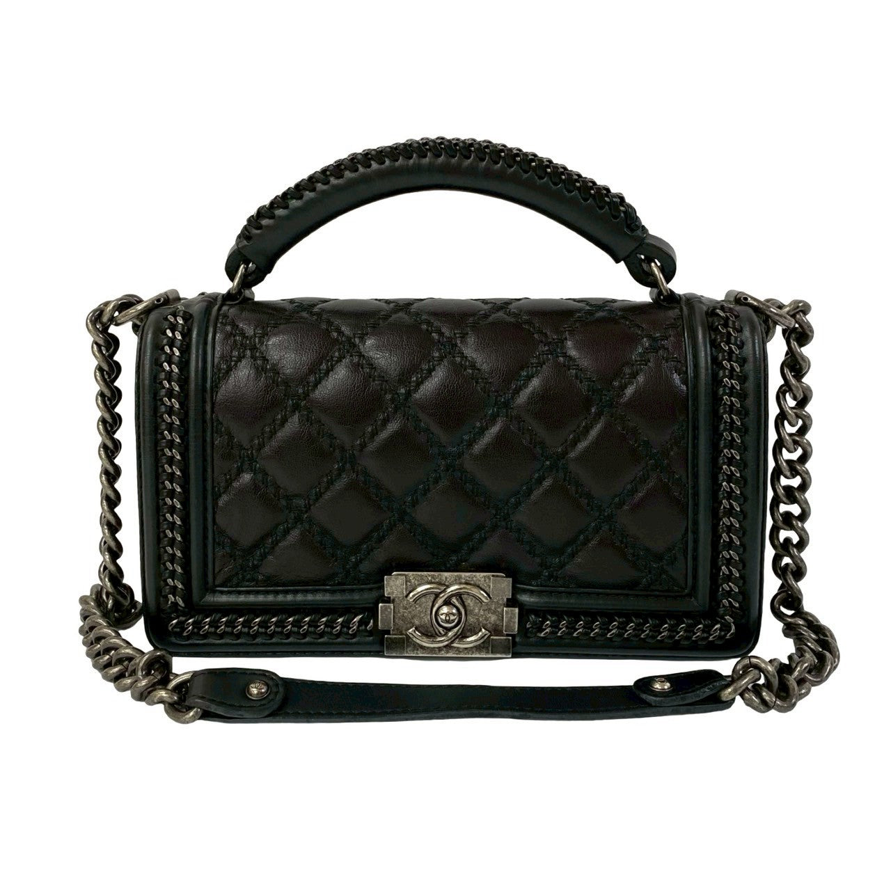 CHANEL Shoulder Bag leather black Boy chanel