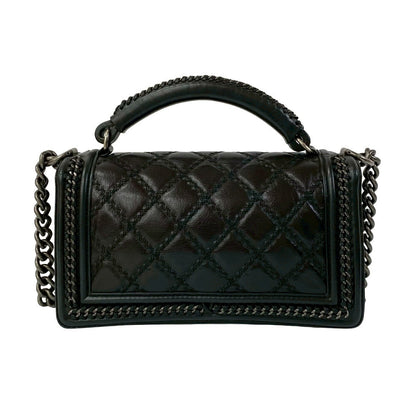CHANEL Shoulder Bag leather black Boy chanel