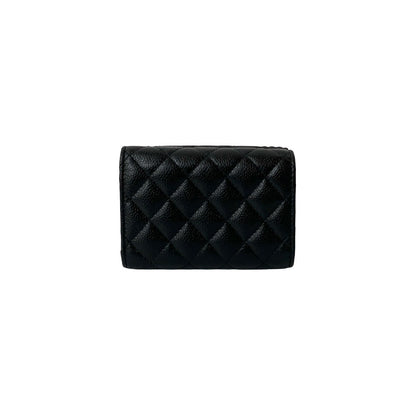 CHANEL Tri-fold wallet Matt caviar skin black Matrasse Boy chanel