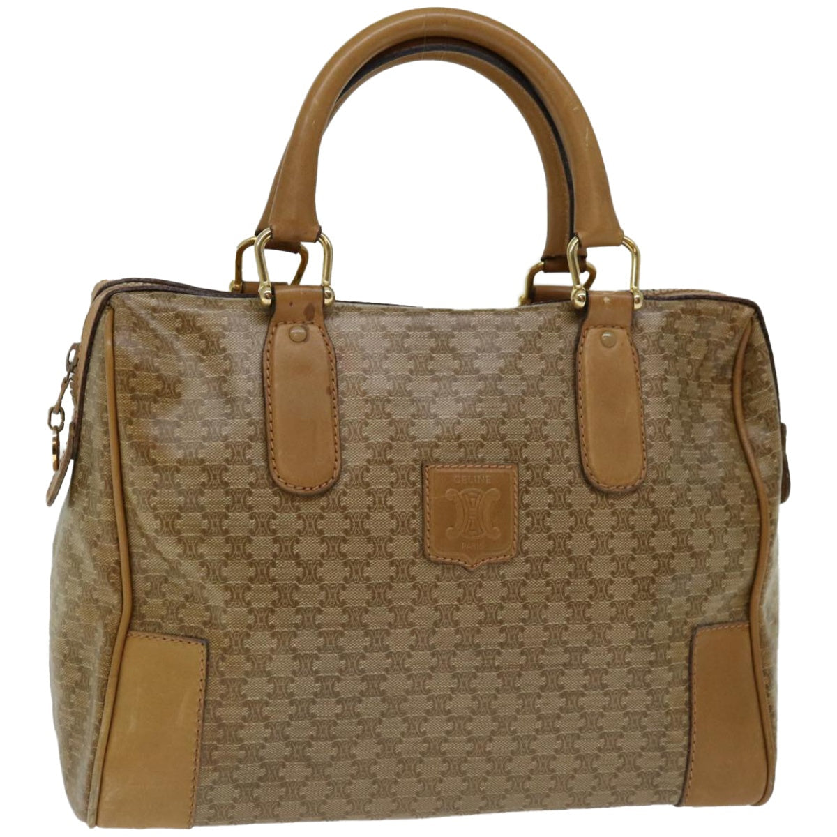 Luxury CELINE Macadam Canvas Hand Bag Beige  66921