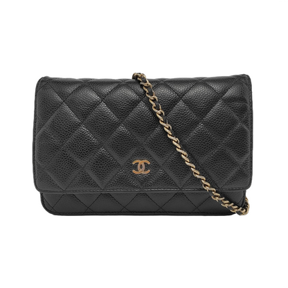 Chanel Wallet on Chain Classic Flap Black Caviar Leather Gold Hardware