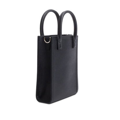 Burberry Black Grainy Leather Vertical Mini Denny Tote