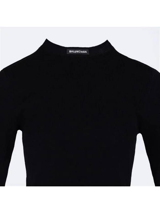Luxury Balenciaga Trending 2025 WoMen's Neck Logo Crew Neck Knit Top Black