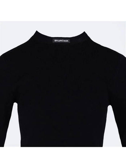 Luxury Balenciaga Trending 2025 WoMen's Neck Logo Crew Neck Knit Top Black