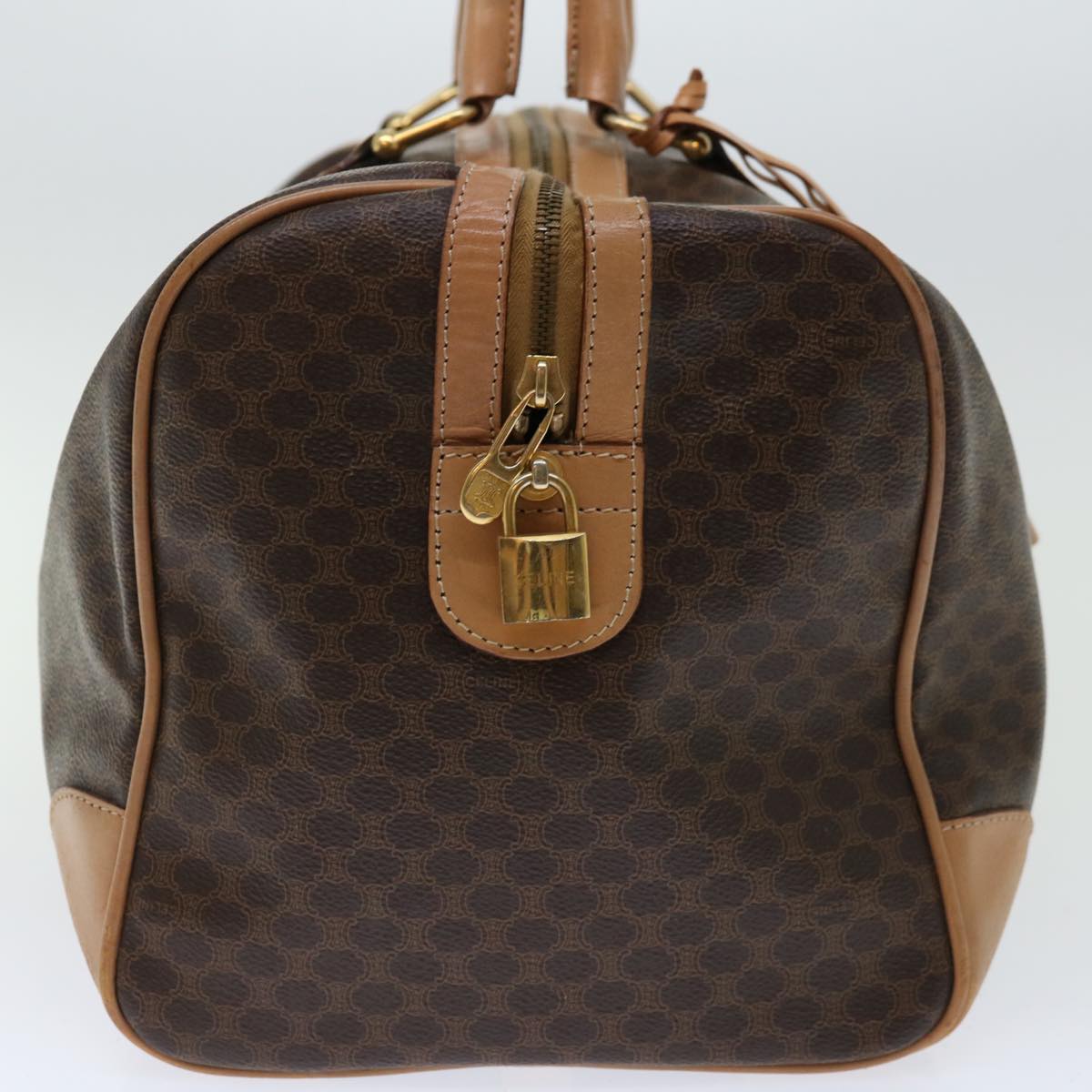 Luxury CELINE Macadam Canvas Boston Bag PVC Brown  66957