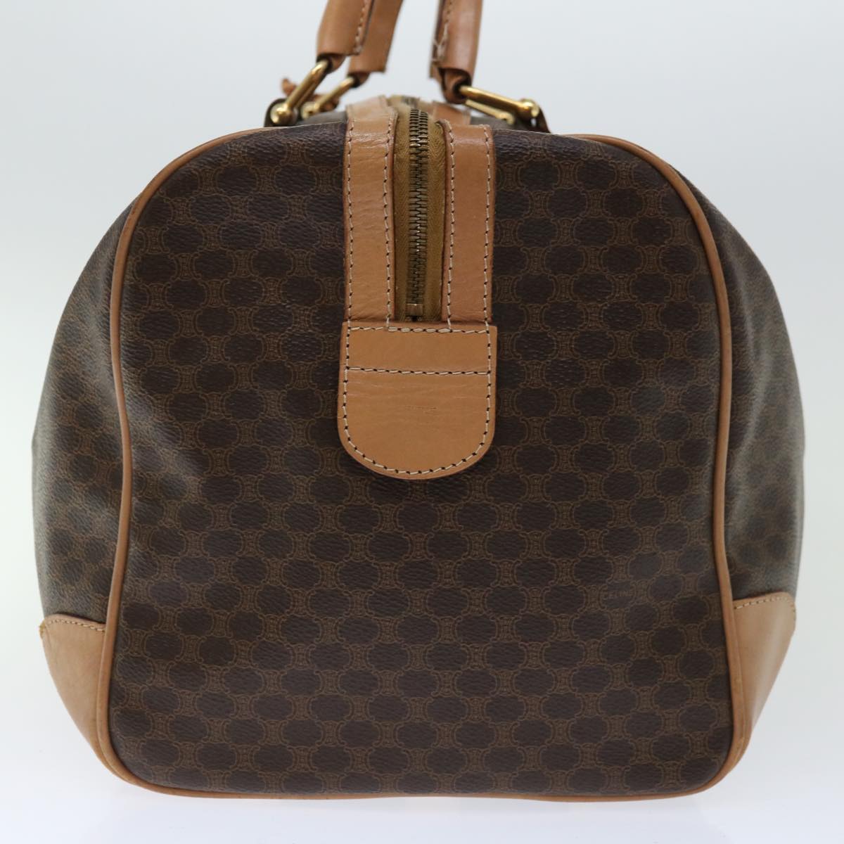Luxury CELINE Macadam Canvas Boston Bag PVC Brown  66957